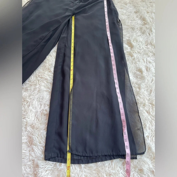 Rochas Paris wide legs pants with panels high rise side zipper black size 12 - Picture 8 of 8